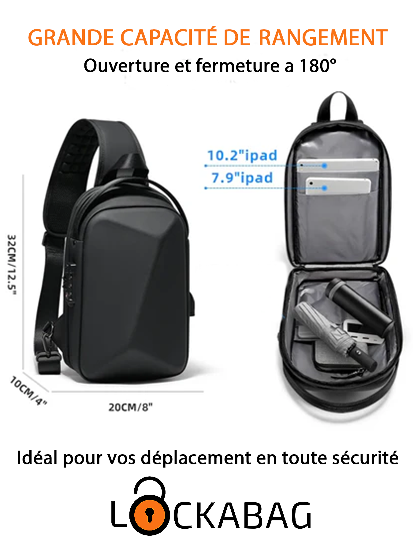 Sac à bandoulière antivol TSA - Sécurisé, étanche et compact